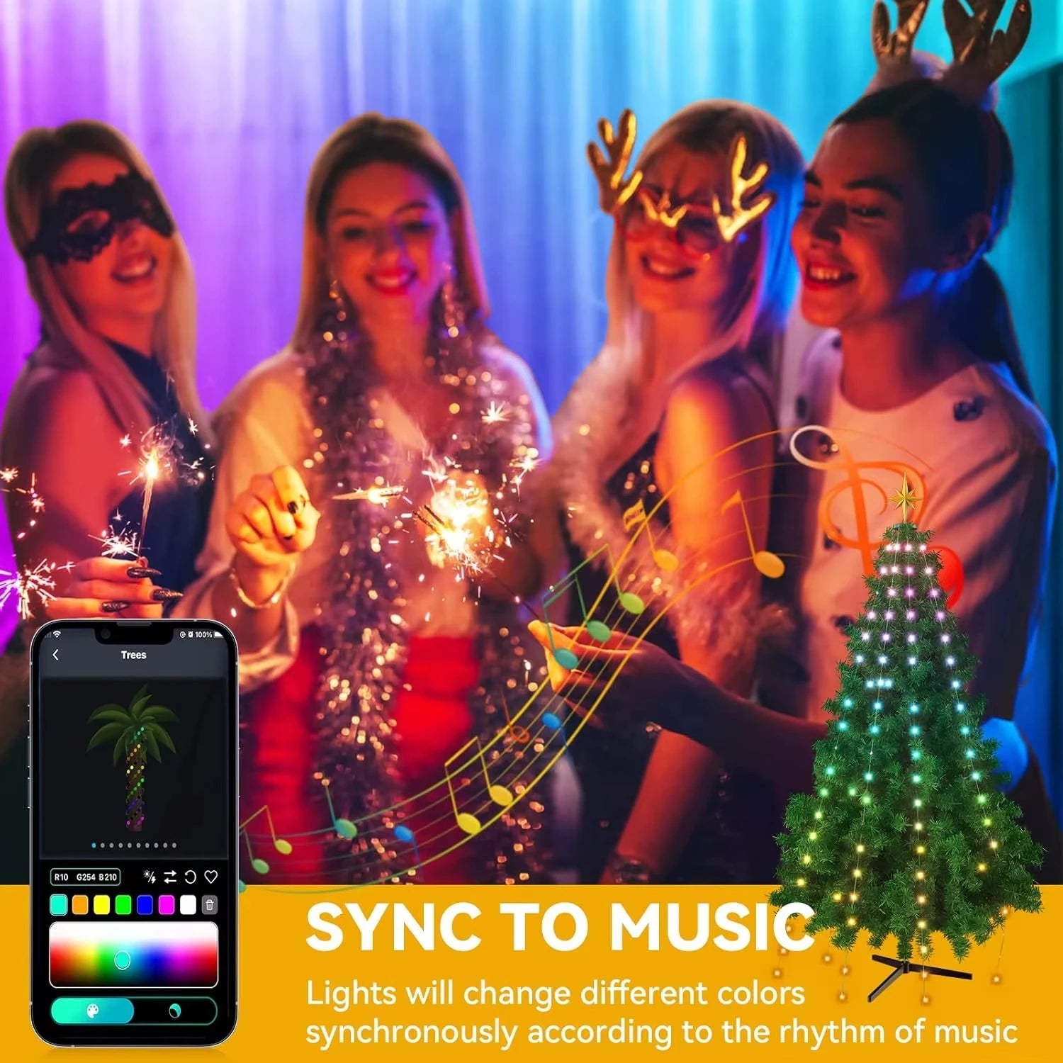 Smart Christmas Tree 2.1M – 400 LED RGB Fairy Lights with Remote & App Control - silverfoxgoods